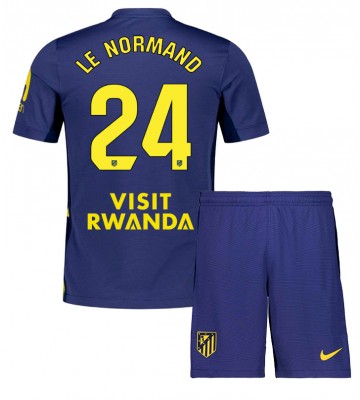 Atletico Madrid Robin Le Normand #24 Borta Kläder Barn 2025-26 Kortärmad (+ Korta byxor)